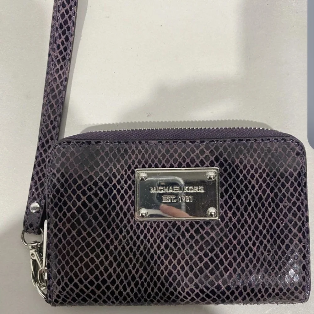 Michael Kors Purple Textured Clutch Wristlet.